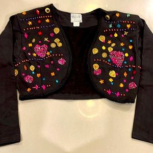 Vintage embroidered crop jacket with sequins, size large,